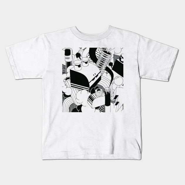 Toy Dream_Black and White Kids T-Shirt by ADEHLALEE